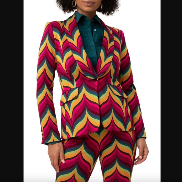 Trina Turk West Village Chevron Jacquard Blazer 4 - Picture 1 of 9
